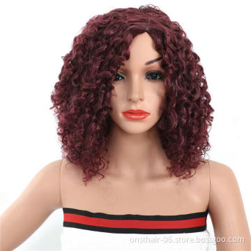 MYZYR own brand synthetic wig cheap heat-resistant synthetic wig three colorssynthetic curly hair wigFuchsia